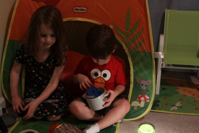 Playing in the tent